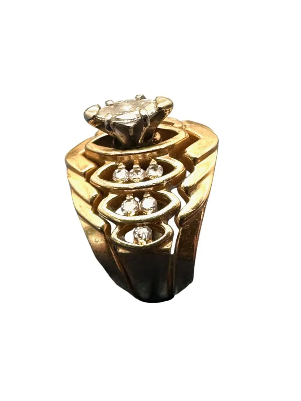 Vintage 14K Gold Diamond Cluster Ring Size 6.5